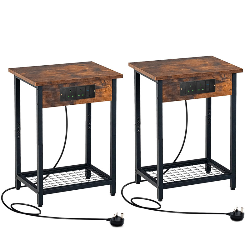 40cm W Metal Bedside Table
