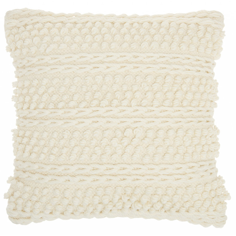 Anastasia Square Pillow Cover and Insert, Ivory