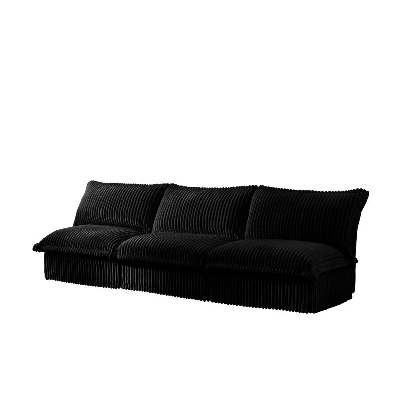 Canapé modulaire luxueux en velours côtelé noir - Confort et flexibilité inégalés