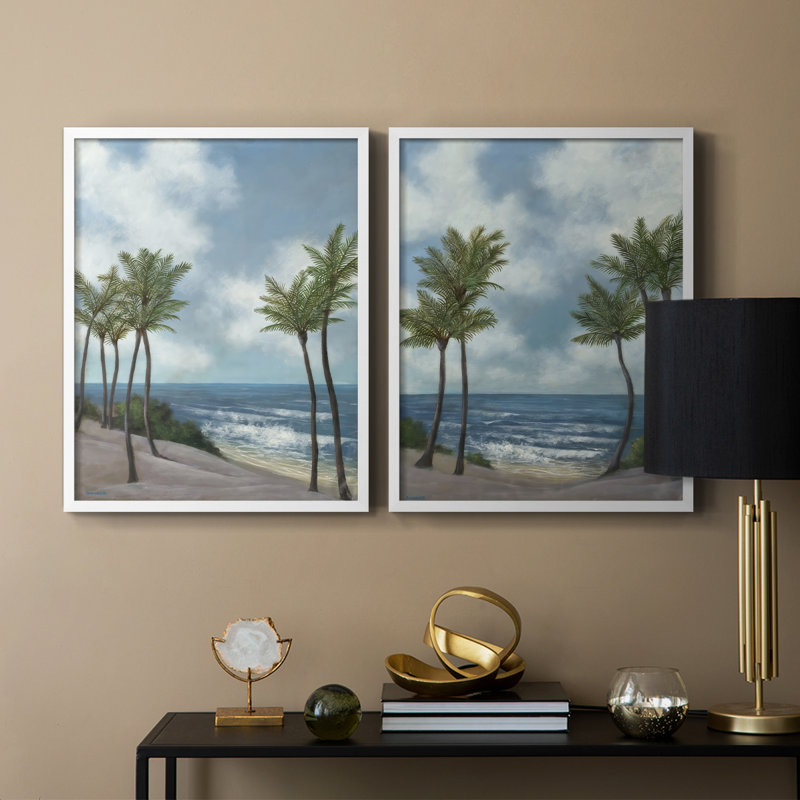 Impression encadrée Coastal Palm Tree I-Premium - prêt à être accroché - aucun clou requis - aucun clou requis, Blanc