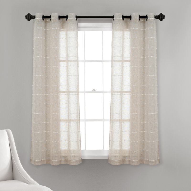 Paire de rideaux transparents avec œillets Farmhouse, Beige