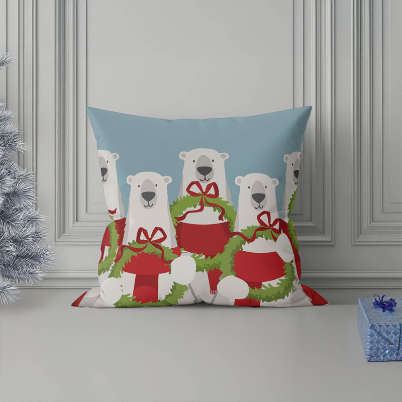 Coussin décoratif ours polaire, Bleu clair