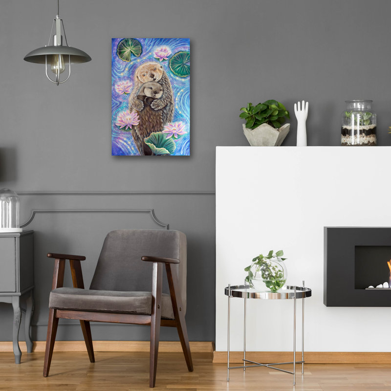 Art mural en verre acrylique épique «Otter» par Verena Wild, 16 po x 24 po, H 24 po x l 16 po
