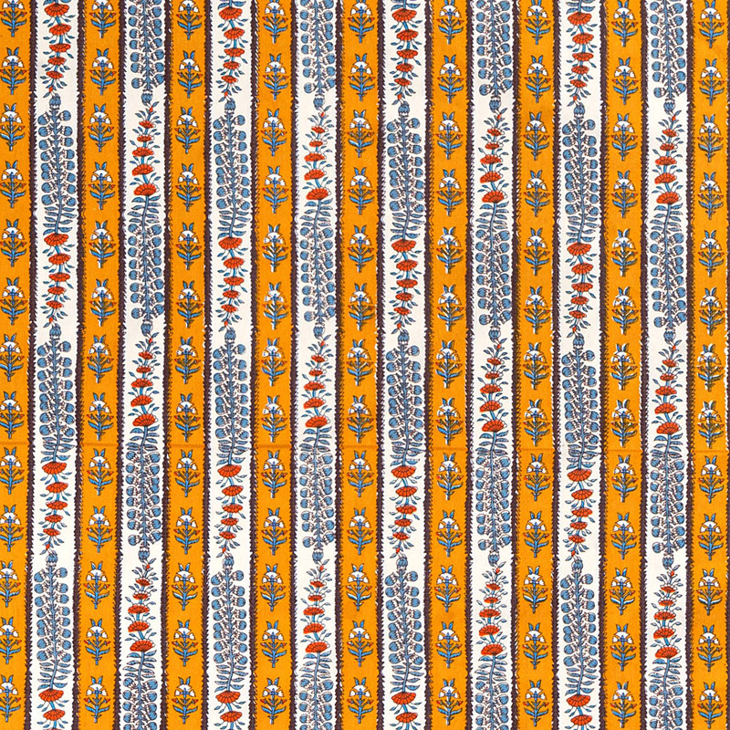 Avignon Handmade Floral Tablecloth, 86" x 59", Dijon/Blue