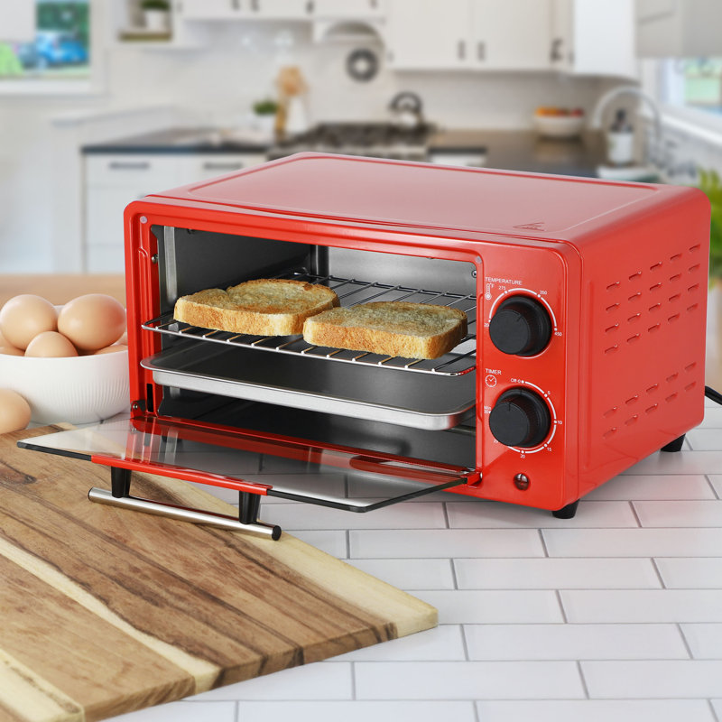 MegaChef 9 Liter Electric Counter Top Toaster Oven in Candy, Red