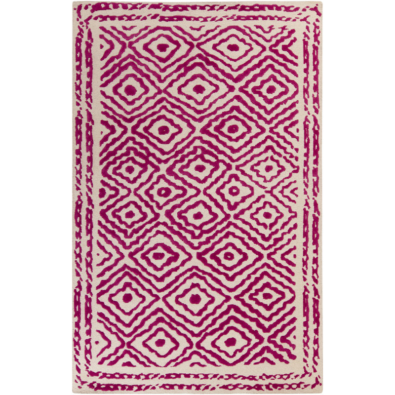 Tapis rose / beige en laine tissé à la main Sala, Rectangle 2 pi x 3 pi