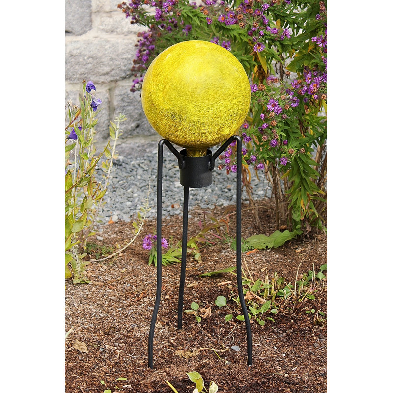 10-Inch Yellow Crackle Glass Gazing Globe