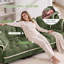 Canapé modulaire rembourré 70 po avec repose-pieds, 2 coussins décoratifs et garniture à pompons 70 po-328646784-328646785