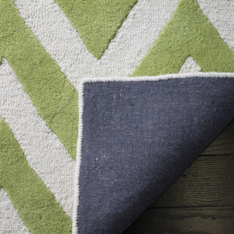 Sanyla Hand Tufted Wool Chevron Rug, Rectangle 6' x 9'