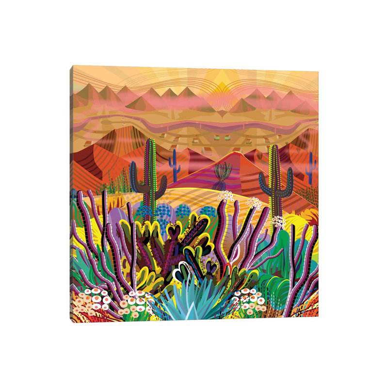 «Paradise Valley» par Charles Harker - impression d'art graphique, H 37 po x l 37 po x P 1,5 po, Toile tendue, Pas de tapis