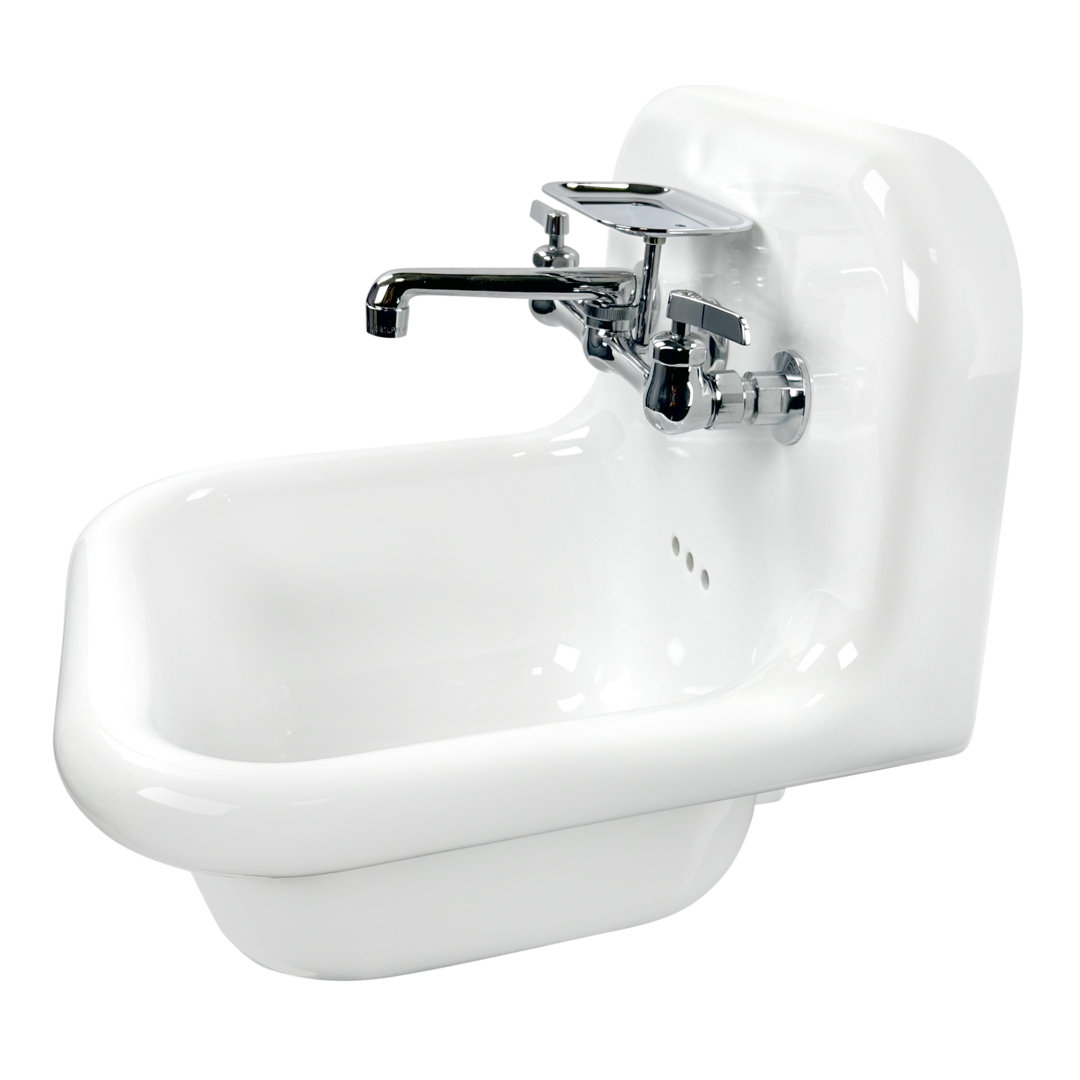 Victorian Nantucket Sinks 16.5''  Fireclay Specialty Wall Mount Bathroom Sink with Faucet and Overflow Nantucket Sinks Faucet 