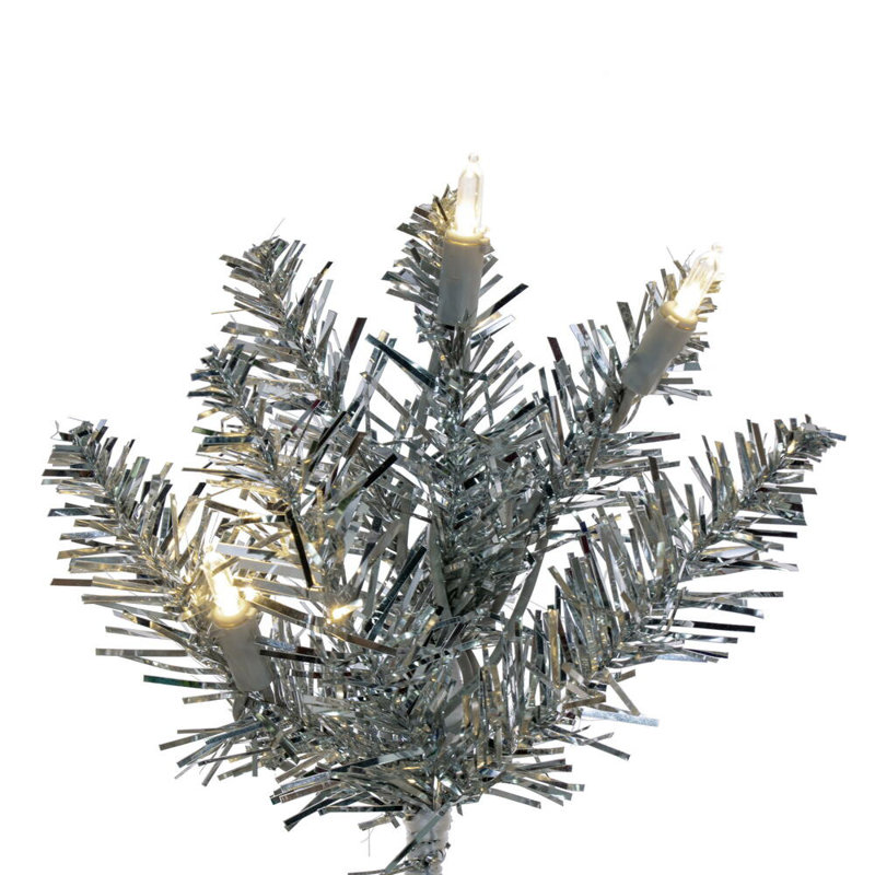 Artificial Christmas Tree with Lights, 7.5', Clear/White