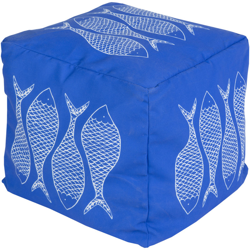 Christiansburg Upholstered Pouf, Cobalt Polyester Blend
