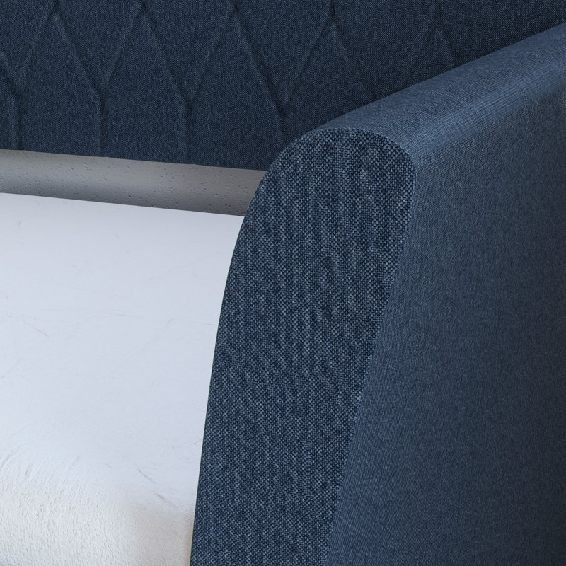  New Castle Upholstered Twin Daybed with Pull out Trundle, Blue