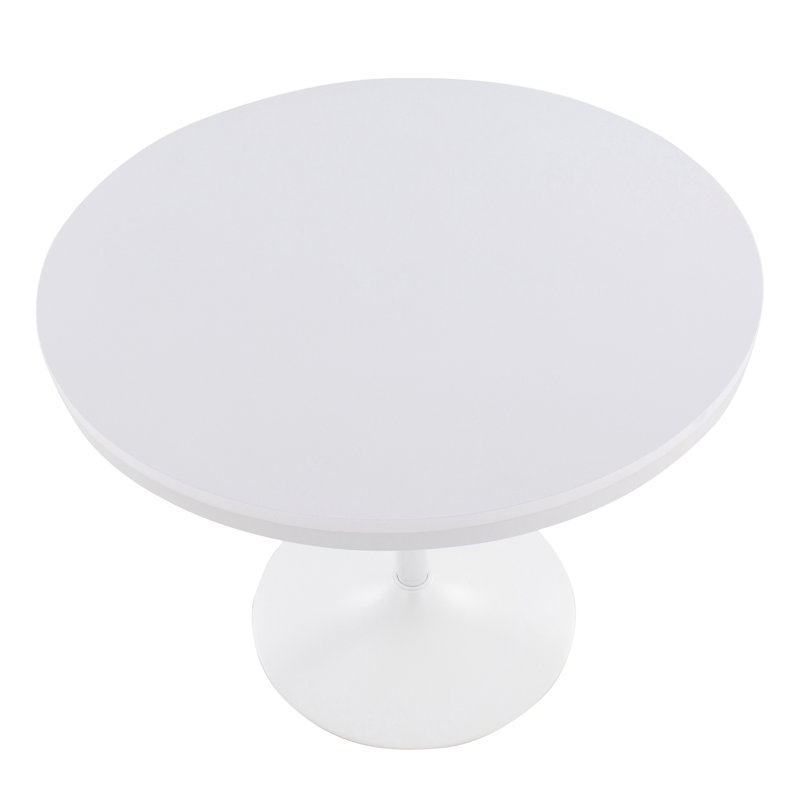 Table de salle à manger en acier et bois, Blanc, Bois massif / bois manufacturé