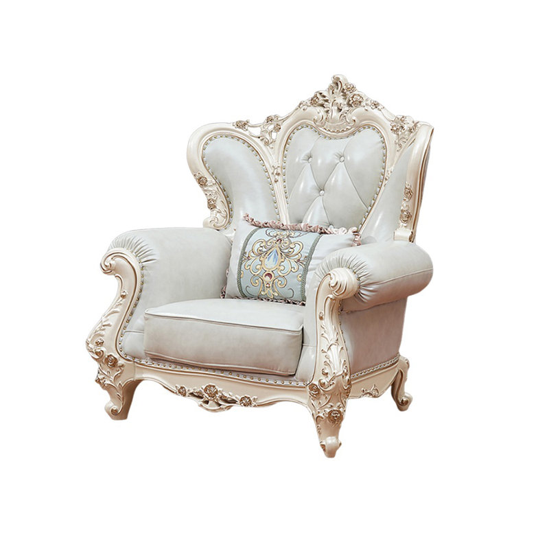 Fauteuil haut de gamme en cuir véritable capitonné européen de 47,2 po de largeur