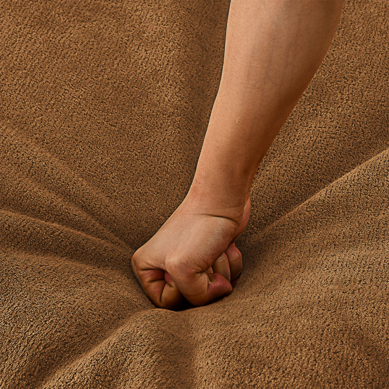 Fauteuil à billes en chenille avec repose-pieds en tissu, sans assemblage requis, Orange