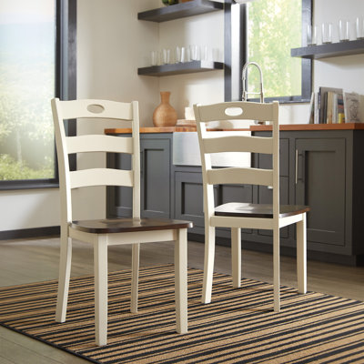Strongsville Ladder Back Side Chair in White/Brown