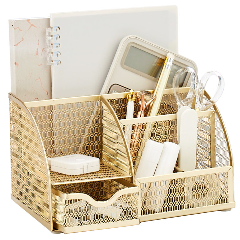 Kyreece Mesh Desk Organizer, Gold