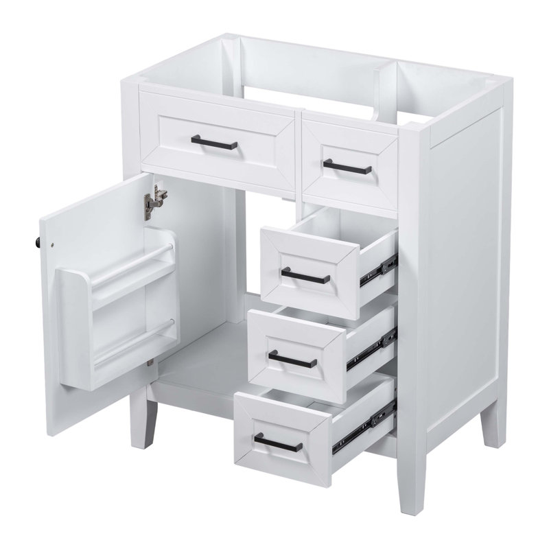 Meuble-lavabo de 30 po sans lavabo, base d'armoire seulement, armoire de salle de bain avec tiroirs, structure solide et panneau de fibres à densité moyenne