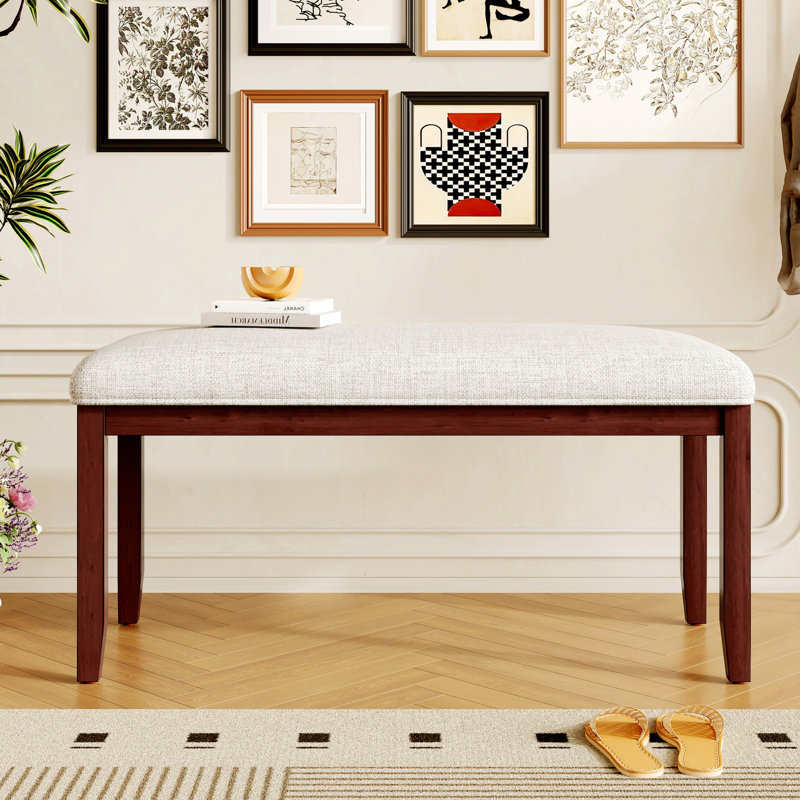 Banc rembourré, bout de lit, banc d'entrée pour l'intérieur, Cerisier