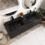 60 po Meuble-lavabo mural double en chêne mat avec plateau en résine noir mat