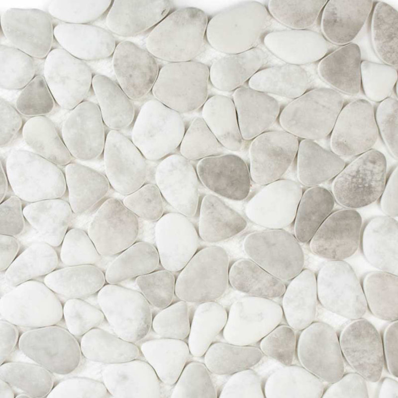 Huron Glass Pebbles Mosaic Tile, Silverado