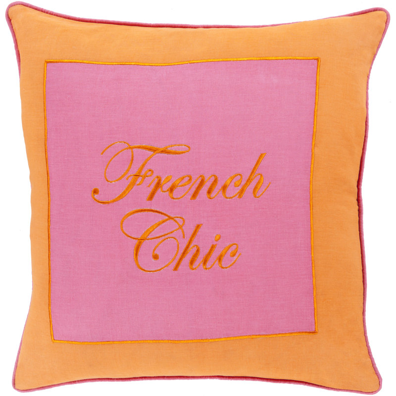 Throw Pillow, 22" x 22", Bright Orange/Bright Pink, Pillow Cover Only - No Insert