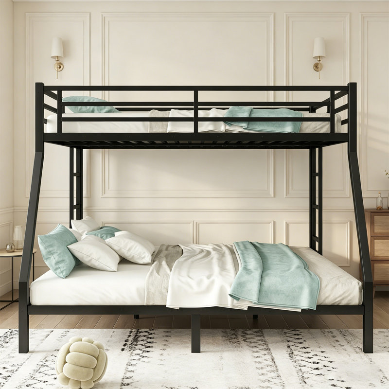 Metal Queen Over King Bunk Bed For Teens And Adults,Space-Saving/Noise Reduced/No Box Spring Needed