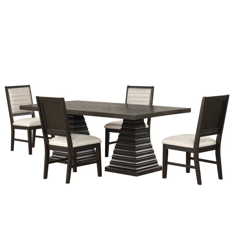 Ensemble de table de salle à manger en bois rustique 5 pièces Childersburg, 5 pièces: table, 4 chaises
