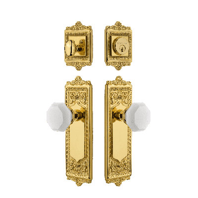 Nostalgic Warehouse Egg & Dart Entry Set with White Waldorf Crystal Knob