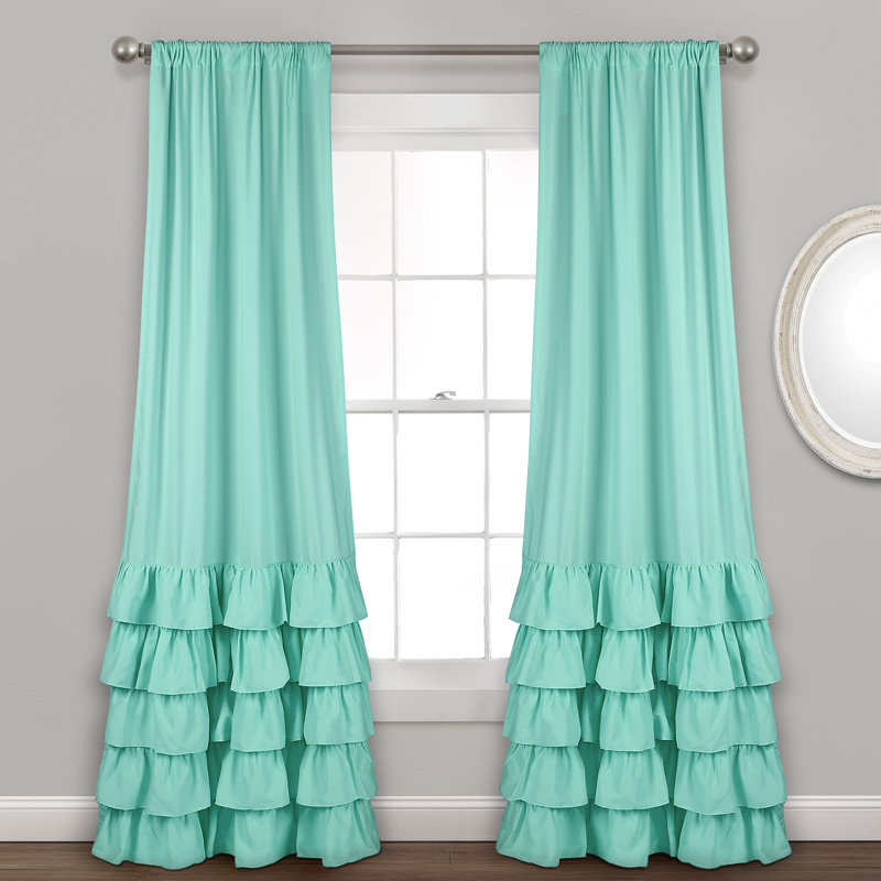 Paire de rideaux semi-transparents avec passe-tringle Allison, Aigue-marine, L 40 po x L 84 po