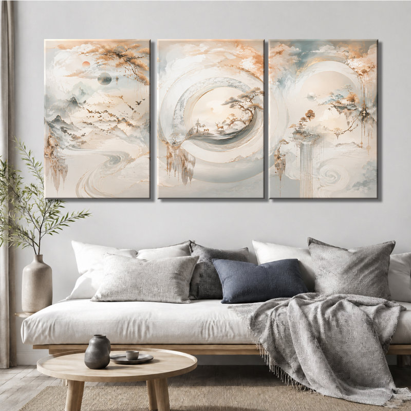 3 panneaux muraux, impression sur toile de cerf de montagne, 24 * 36 pouces * 3