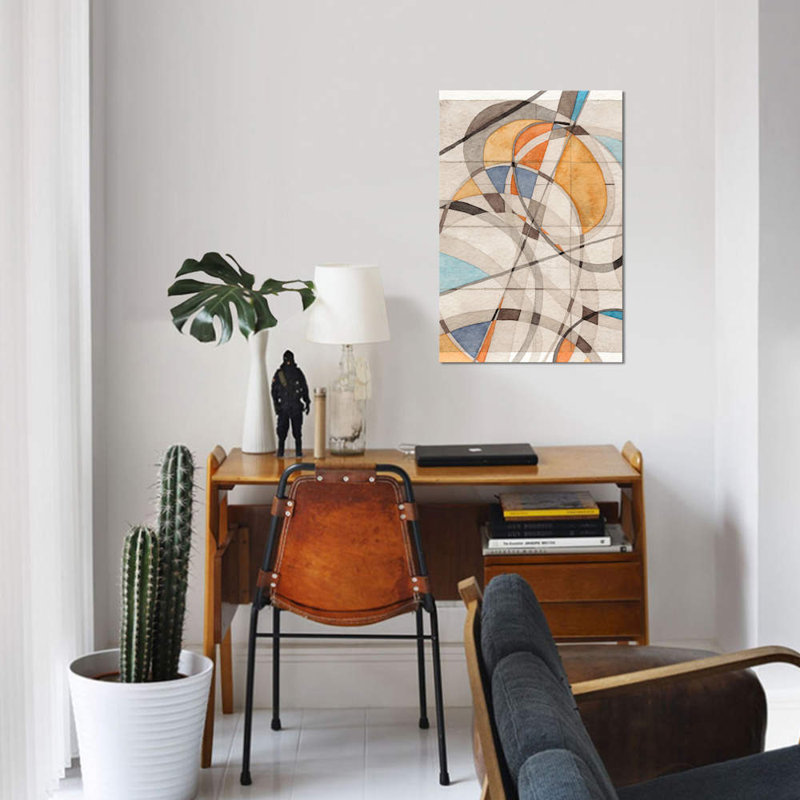 « ovales & lines i », impression sur toile, H 18 po x l 12 po x P 1,5 po, Toile tendue, Pas de tapis