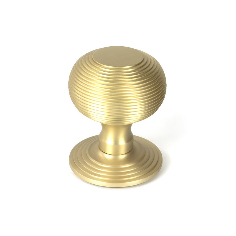 Pewter Beehive Centre Door Knob, Satin Brass