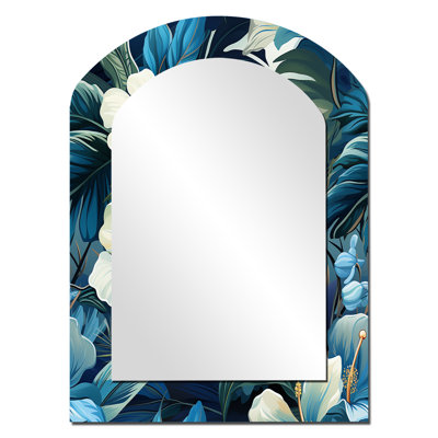 Twilight Oasis Tropical Pattern - Coastal Arch Wall Mirror