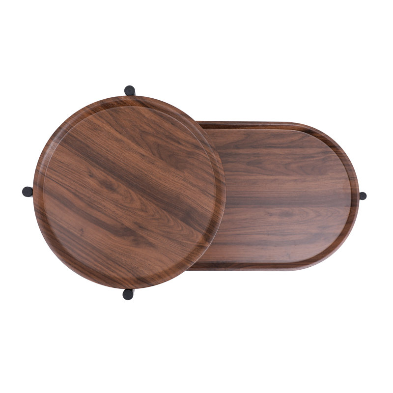 Table, petites tables basses Canapé moderne à 2 niveaux Table d'appoint avec tablette de rangement en bois Tables de bout de salon Tables de chevet (brun noyer)