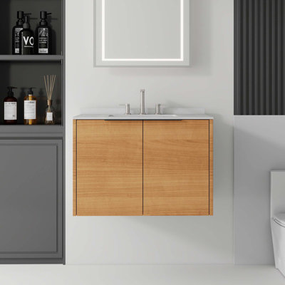 Meuble-lavabo flottant avec lavabo et portes à fermeture en douceur