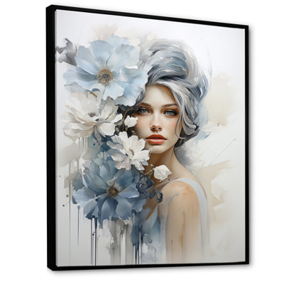 Ladie " Blue White Woman Portrait "