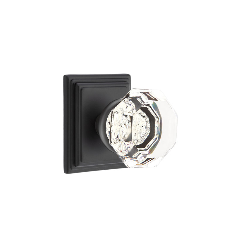 Ensemble de boutons de passage Emtek avec rosette Wilshire et bouton Old Town, Dos plat