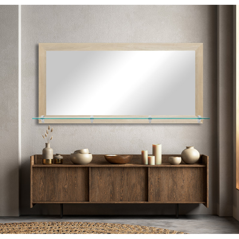 Matsuichi Mirror with Shelves, 27" x 54.5", Blonde Maple/Silver