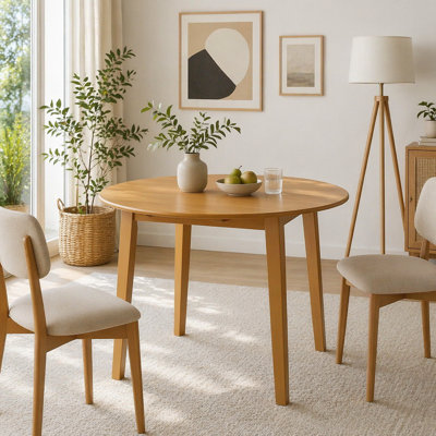 Extendable Round Folding Wood Dining Table