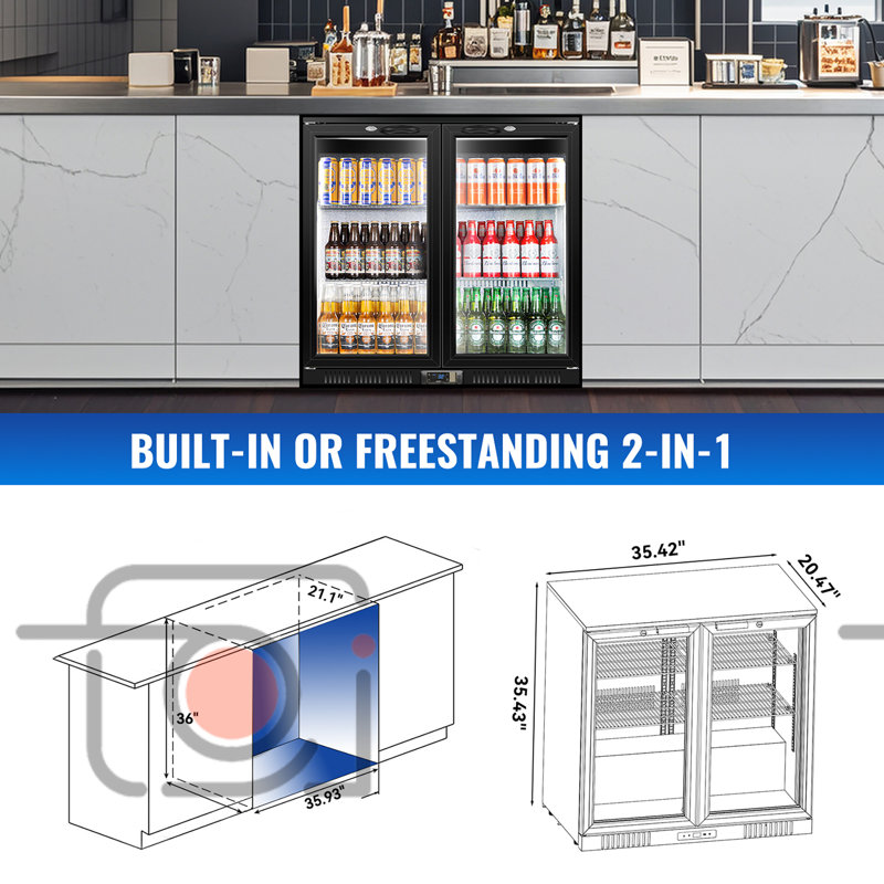 200L Commercial Beverage Refrigerator – 216 Can Capacity, Low-E Glass Door, 2 Fans, Temp Memory & 2 Safety Locks – for Retail or Home Use