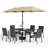 Rectangular Metal 6-People Patio Dining Set With Umbrella