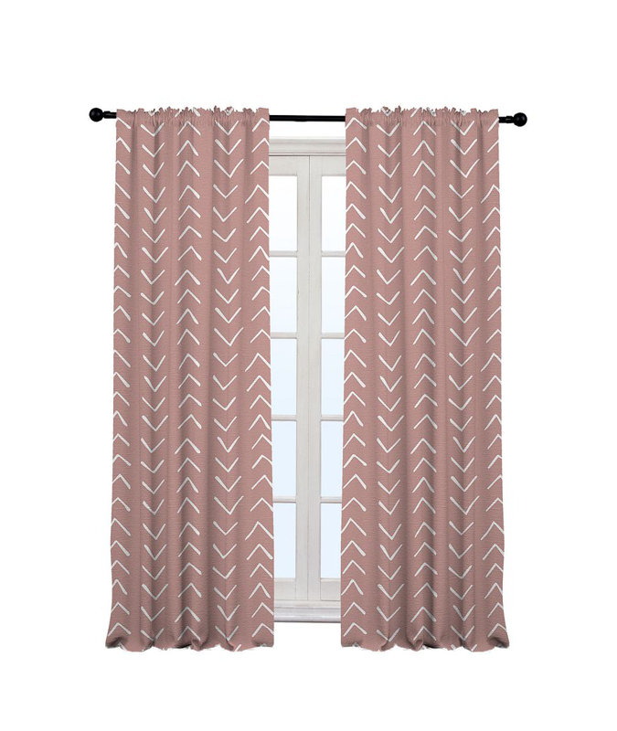 Bohemian Room Lined Single Panel Curtain, 140cm Width x 295cm Drop, Baby Pink