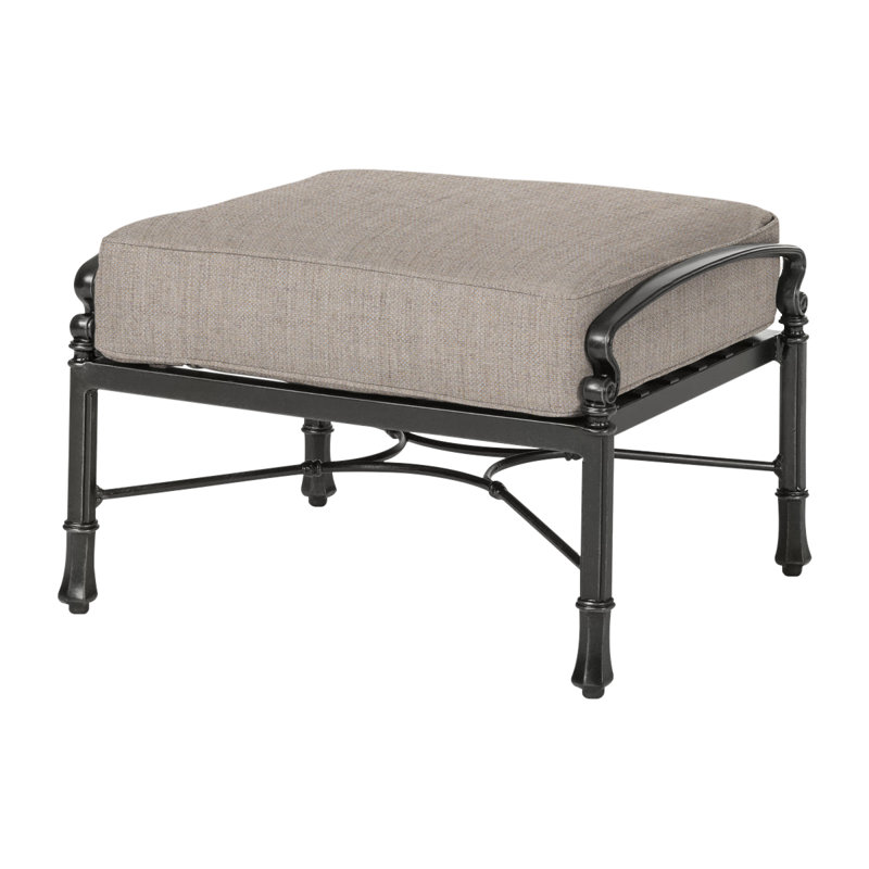 Bella Vista Outdoor Ottoman, Cast Ash Sunbrella® Plainweave, Midnight Gold