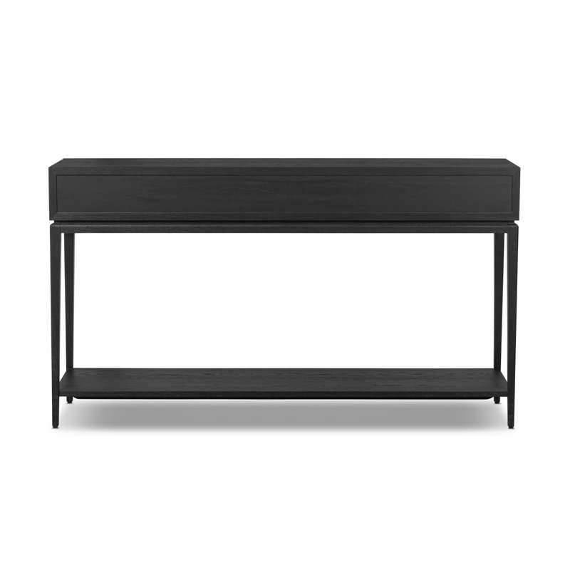 Rosenell Console Table-Natural Oak Veneer, Black Oak Veneer