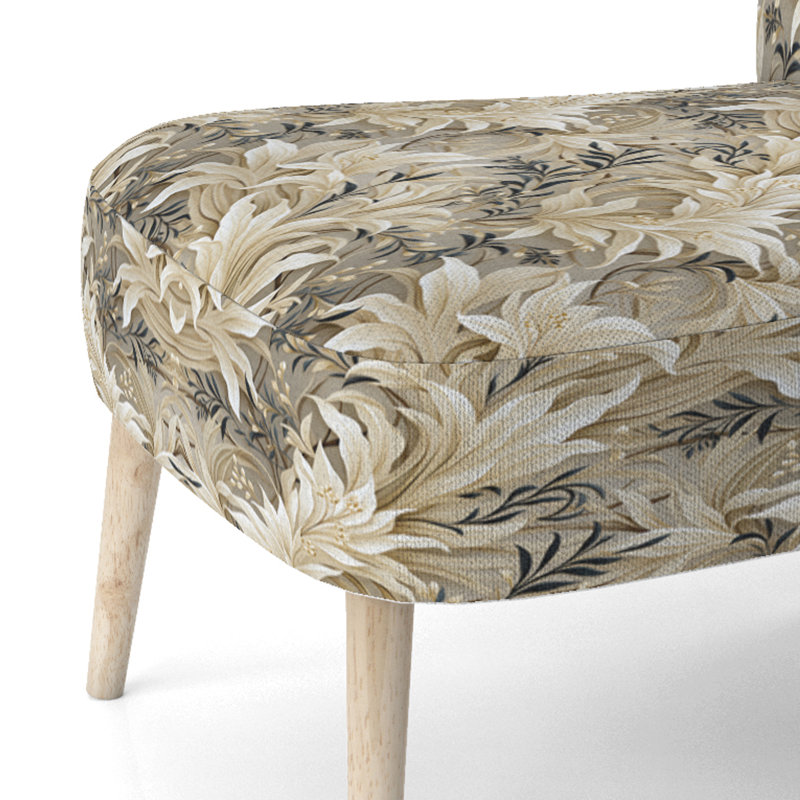 Chaise d'appoint rembourrée beige Driftwood Zen Tropical, Motif tropical zen de bois de grève II