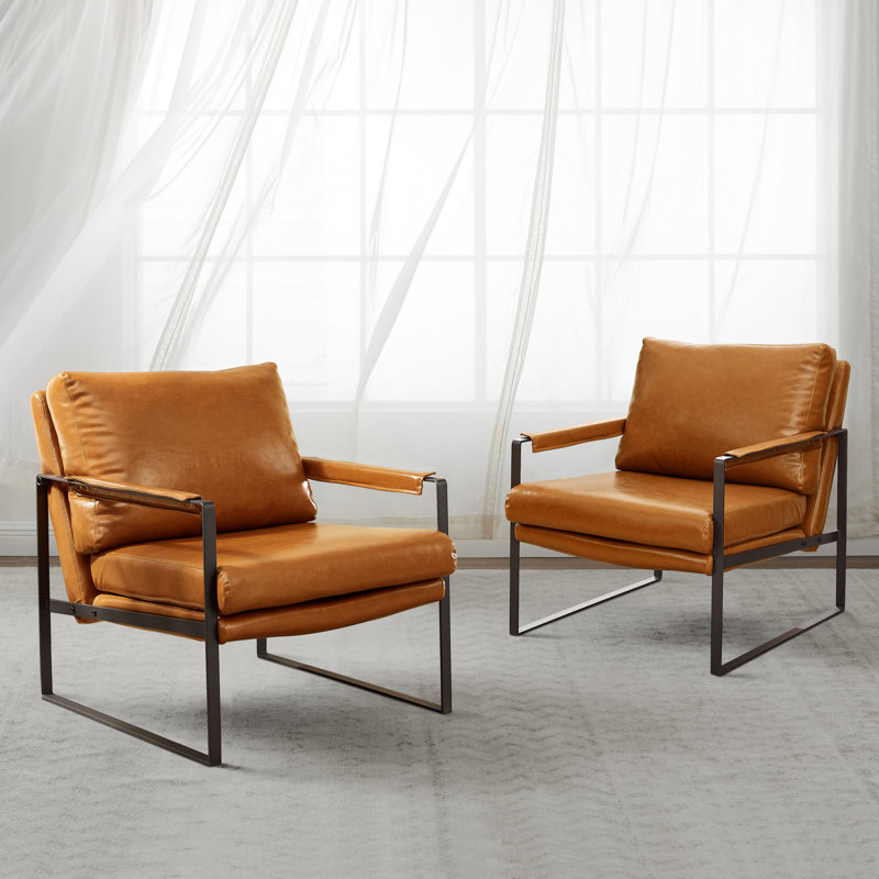 Faux Leather Armchair, Orange