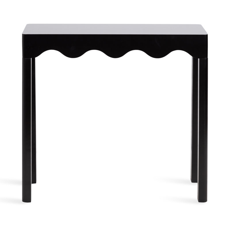 Maida Rectangle Wooden Curvy Console Table, Black